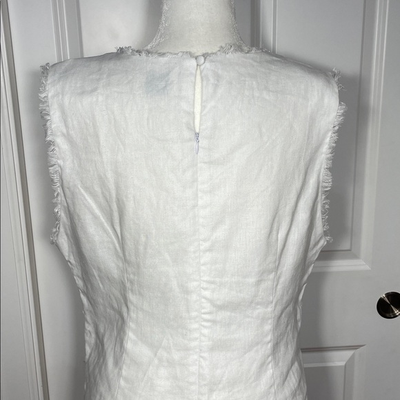 DISSH Nellie White Linen Tunic Top Size 12 Fringe Sleeveless Side Slits - Picture 10 of 16
